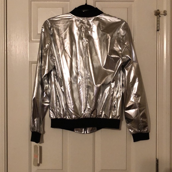 GB Silver Zipper Disco Jacket Medium NWT 🪩 🧥 - Picture 7 of 12